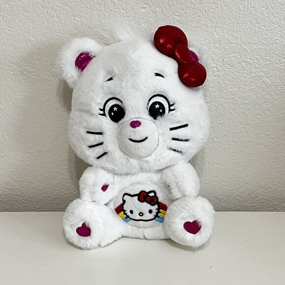 Sanrio Hello Kitty & Friends Care Bears Hello Kitty Loves Cheer Bear Plush 10" - Picture 1 of 12